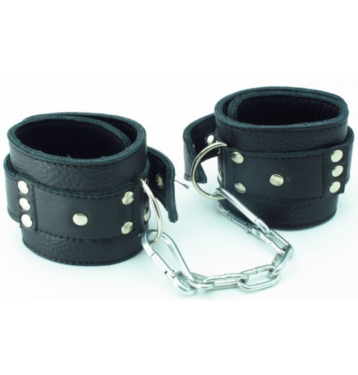 Черные кожаные оковы на липучке Черные кожаные оковы на липучке