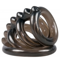 Дымчатая стимулирующая насадка на пенис из 4 колец - 6,5 см.