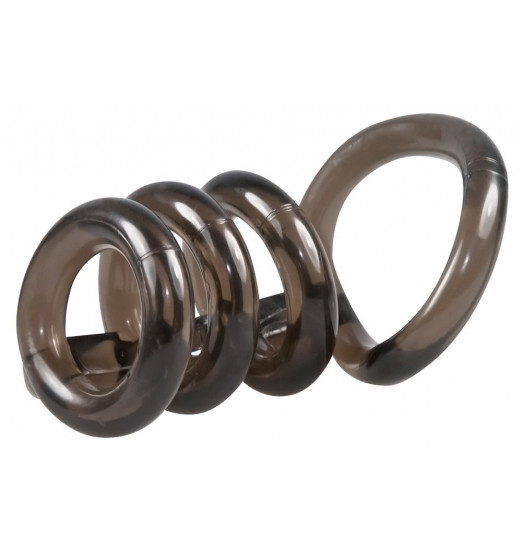 Дымчатая стимулирующая насадка на пенис из 4 колец - 6,5 см.