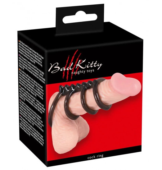 Дымчатая стимулирующая насадка на пенис из 4 колец - 6,5 см.