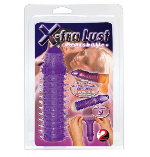 Насадка на пенис с шипами и закрытой головкой - 14,5 см.