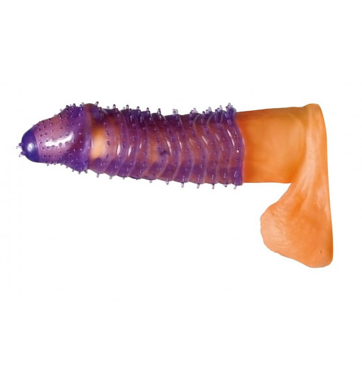 Насадка на пенис с шипами и закрытой головкой - 14,5 см.