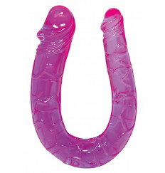 Фиолетовый двусторонний фаллоимитатор - 29 см.