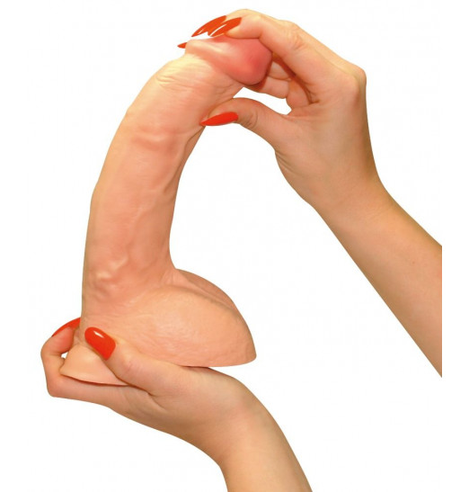 Реалистичный фаллоимитатор на присоске Black   White - 23 см.