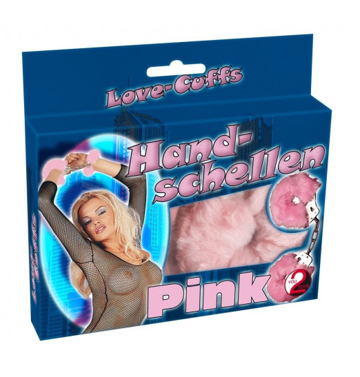 Розовые меховые наручники Love Cuffs Rose