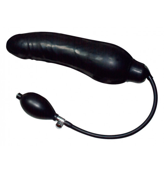 Латексный фаллоимитатор с функцией подкачки Black Latex Balloon - 23 см.