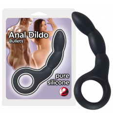 Черный ребристый анальный стимулятор - 13,5 см.