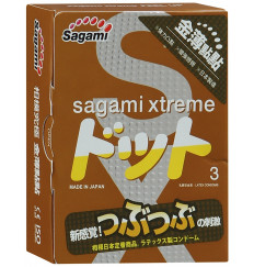 Презервативы Sagami Xtreme Feel Up с точечной текстурой и линиями прилегания - 3 шт.