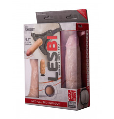 Женский страпон LESBI с вагинальной пробочкой - 17 см.