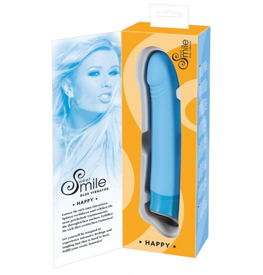 Голубой вибратор Smile Happy - 22 см.