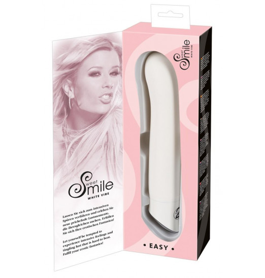 Белоснежный вибратор Smile Easy из силикона - 22 см.