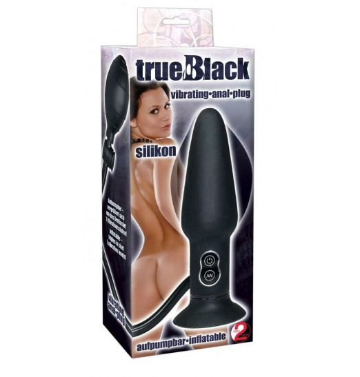 Анальный вибратор с функцией расширения True Black - 17 см.