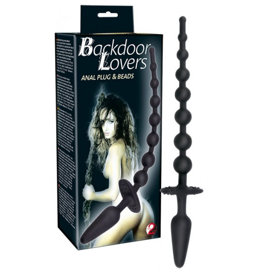 Чёрная анальная цепочка с пробочкой на конце - 32 см. Чёрная анальная цепочка с пробочкой на конце - 32 см.