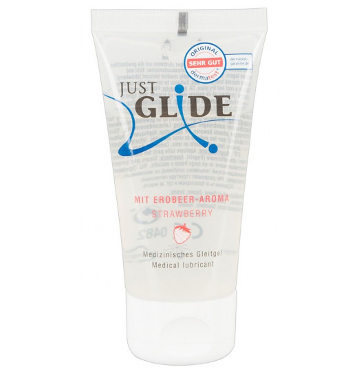 Смазка на водной основе Just Glide с ароматом клубники - 50 мл.