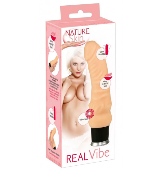 Вибратор-реалистик  Nature Skin Real Vibe телесного цвета - 17,5 см.