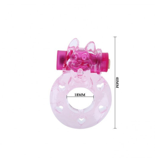 Розовое эрекционное виброкольцо с кошкой на вибропуле