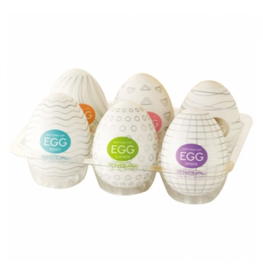 Набор из 6 мастурбаторов-яиц Tenga EGG Strong Sensations с различными рельефом