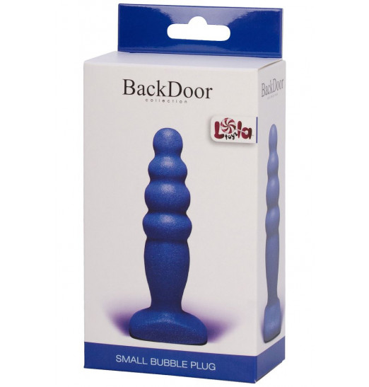 Синий анальный стимулятор Small Bubble Plug - 11 см.