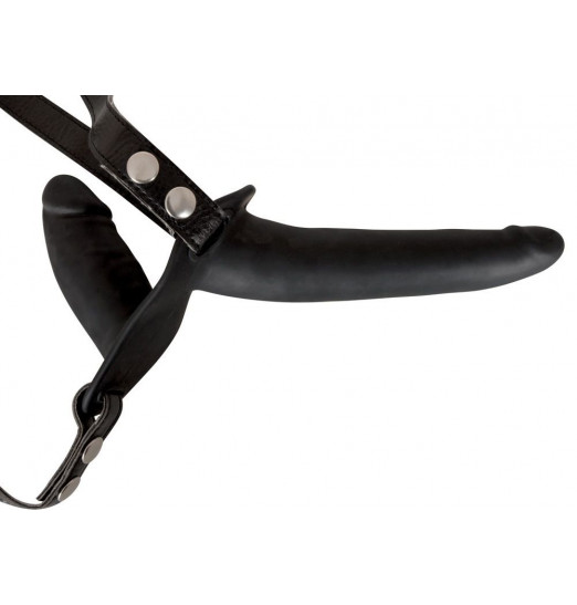 Женский страпон с вагинальной пробкой Double Strap On - 15 см.