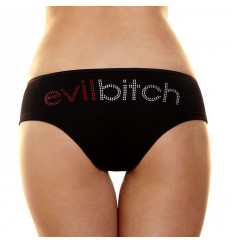Трусики-слип с надписью стразами Evil bitch