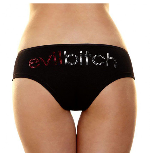 Трусики-слип с надписью стразами Evil bitch Трусики-слип с надписью стразами Evil bitch