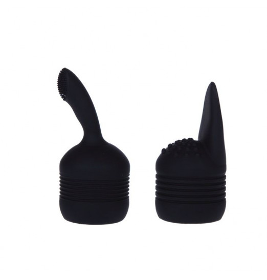 Черный вибромассажер со сменными насадками Power Wand - 20,5 см.