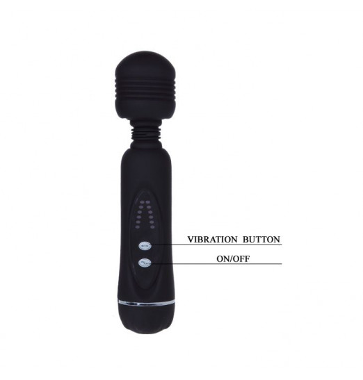 Черный вибромассажер со сменными насадками Power Wand - 20,5 см.