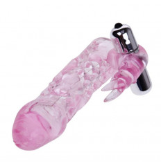 Насадка на фаллос с вибрирующим стимулятором - 17 см.