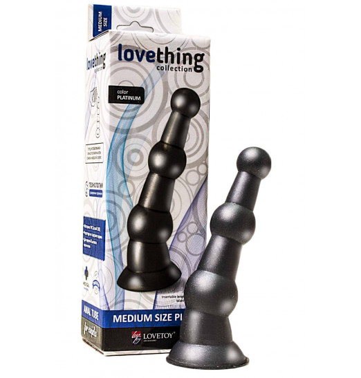 Анальная пробка платинового цвета с изгибом - 15 см.