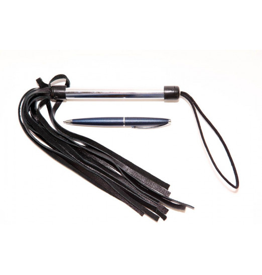 Черная плеть с металлической рукоятью - 50 см. Черная плеть с металлической рукоятью - 50 см.