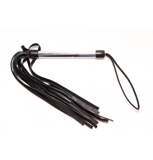Черная плеть с металлической рукоятью - 50 см.
