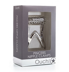 Серебристые металлические клипсы на соски с цепочкой