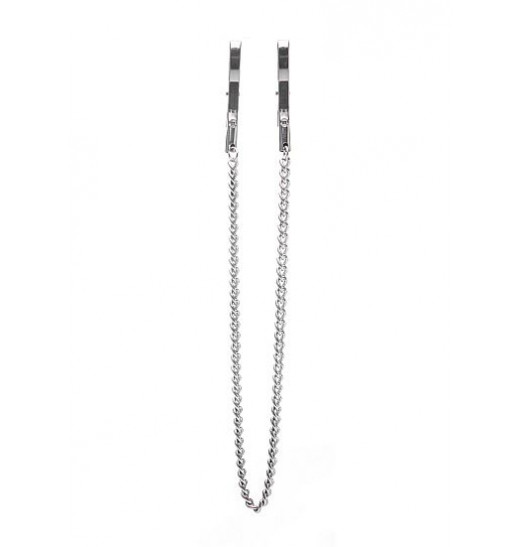 Серебристые металлические клипсы на соски с цепочкой