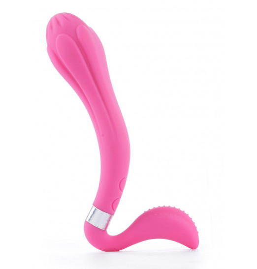 Розовый изогнутый вибромассажёр THE LADY JADORE - 19 см.