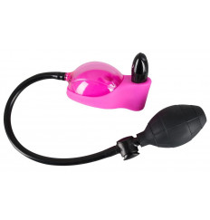 Розово-чёрная помпа с вибрацией для клитора