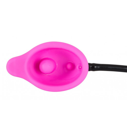 Розово-чёрная помпа с вибрацией для клитора