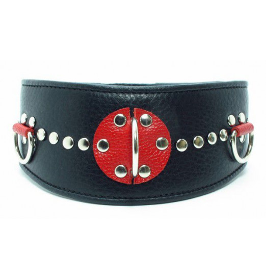 Кожаный ошейник с металлическими клепками