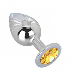 Большой стальной плаг с желтым кристаллом Sweet Lemon - 9,5 см. Большой стальной плаг с желтым кристаллом Sweet Lemon - 9,5 см.