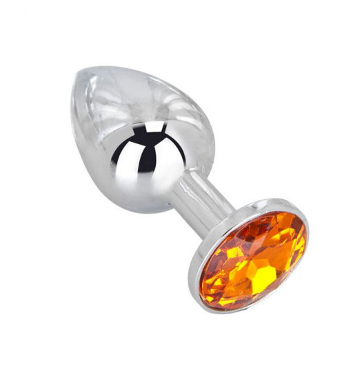 Мини-плаг из стали с оранжевым кристаллом Juicy Orange - 6,5 см. Мини-плаг из стали с оранжевым кристаллом Juicy Orange - 6,5 см.