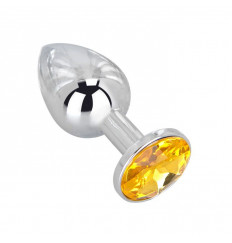 Мини-плаг из стали с желтым кристаллом Sweet Lemon - 6,5 см. Мини-плаг из стали с желтым кристаллом Sweet Lemon - 6,5 см.