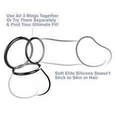 Набор из трех черных эрекционных колец Silicone 3-Ring Stamina Set