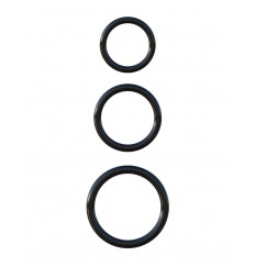 Набор из трех черных эрекционных колец Silicone 3-Ring Stamina Set