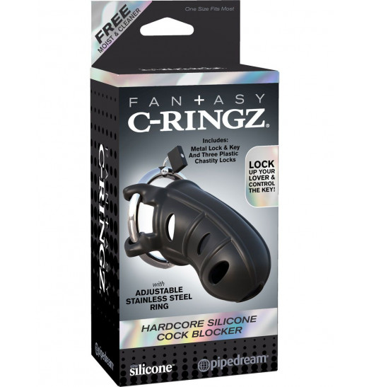 Черный замок верности Hardcore Silicone Cock Blocker