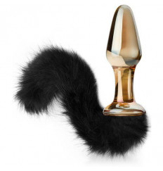 Прозрачная анальная пробка с меховым хвостиком