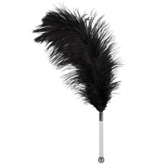 Чёрное пёрышко для щекотания на металлической ручке