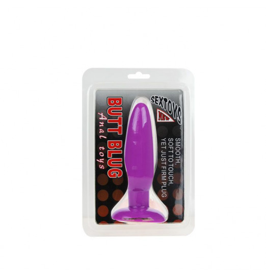 Фиолетовая анальная пробка с присоской - 13,5 см.