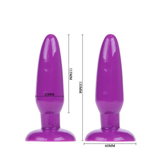 Фиолетовая анальная пробка с присоской - 13,5 см.