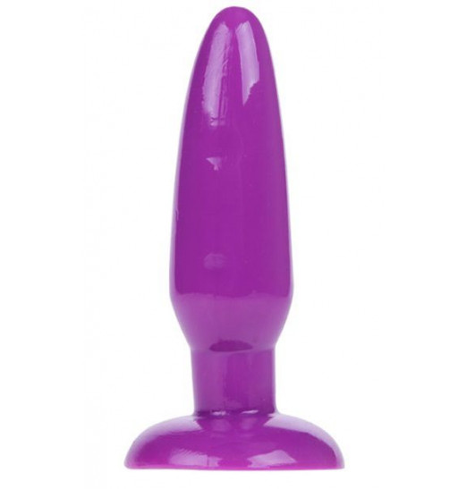 Фиолетовая анальная пробка с присоской - 13,5 см.