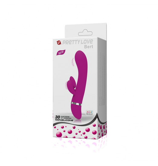 Вибратор Pretty Love Bert с клиторальным отростком - 18,8 см.