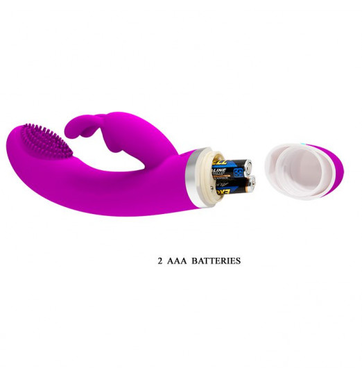 Лиловый вибратор Christ с волновым эффектом и стимулятором клитора - 18,9 см.